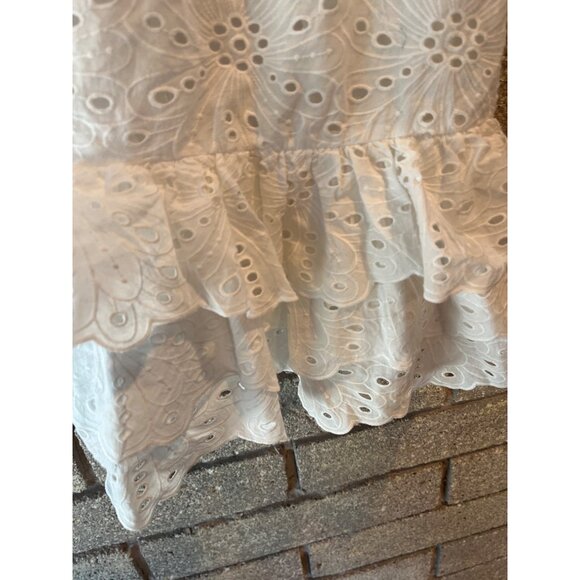 Rachel Parcel Eyelet Puff Sleeve MIDI Dress Sz L NWOT - Picture 4 of 9